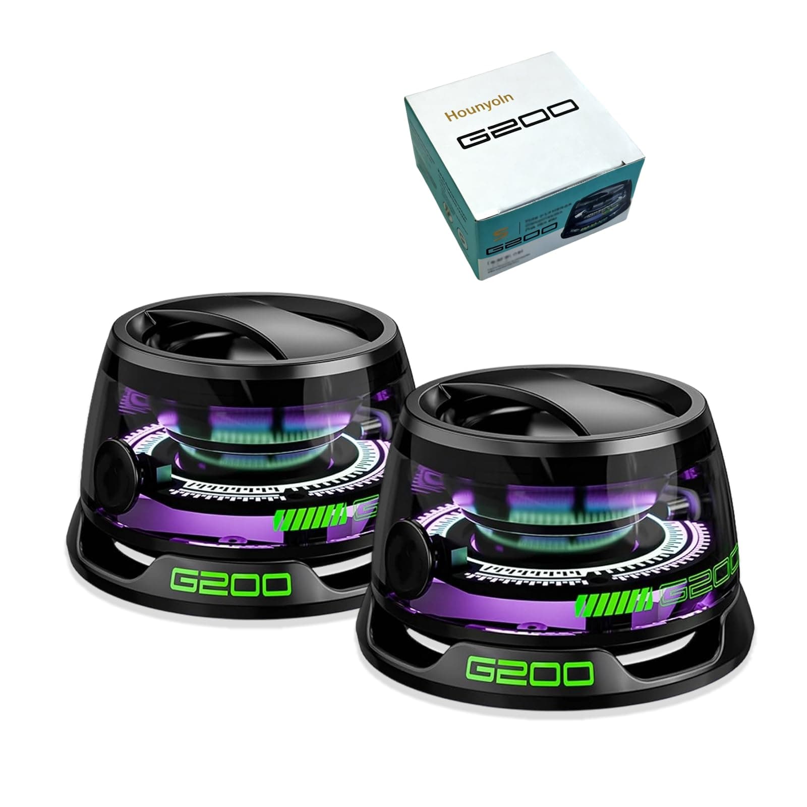 2 Pcs G200 Magnetic Bluetooth Speaker,Multifunctional Portable Mini Speaker with Multi RGB Color Light Show-3D Surround Sound Effect,Phone Stand for iPhone, Android, TWS Pairing