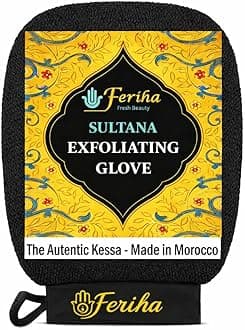 Sultana Original Kessa Exfoliating Glove – Moroccan Hammam Mitt for Deep Clea...