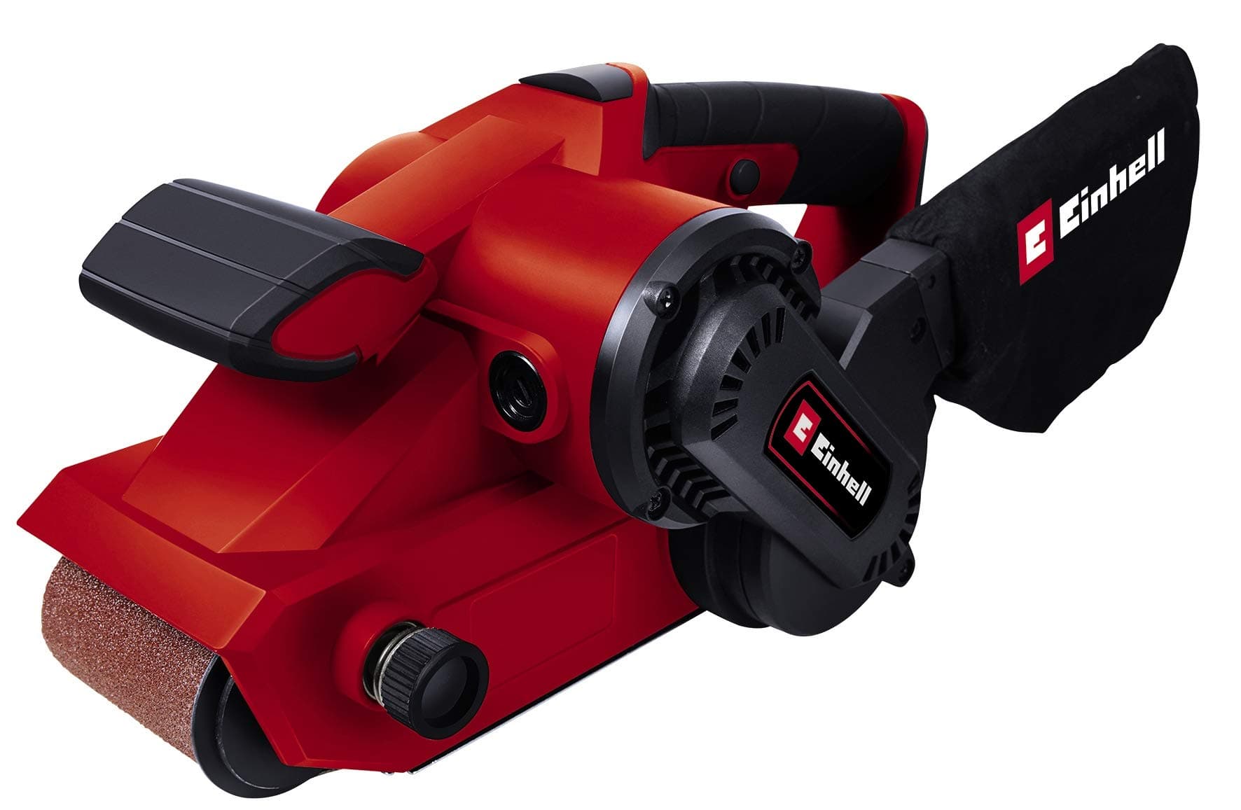 Einhell TC-BC 8038 Belt Sander | 800W Strip Sander With Tool-Free Belt Change, Auxiliary Handle | Dust Collector Included, 1x P80 Sanding Belt, Red