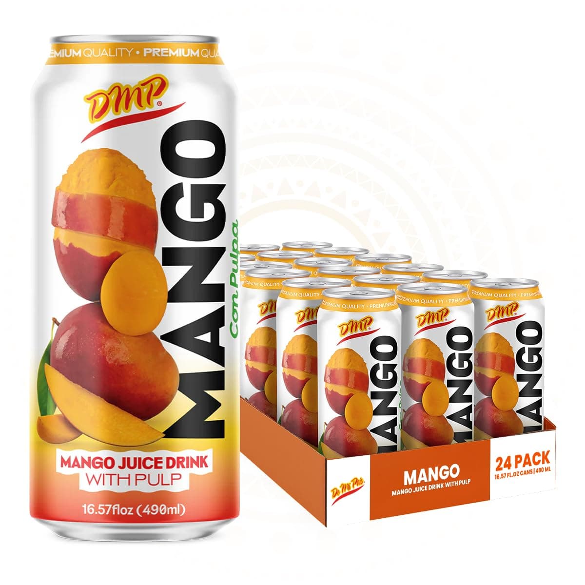 Mango Juice Drink with Pulp – Refreshing Canned Juice with Real Mango Chunks, Naturally Sweet Beverage, Shake Well for Best Taste – 16.57 Fl Oz (24-Pack)