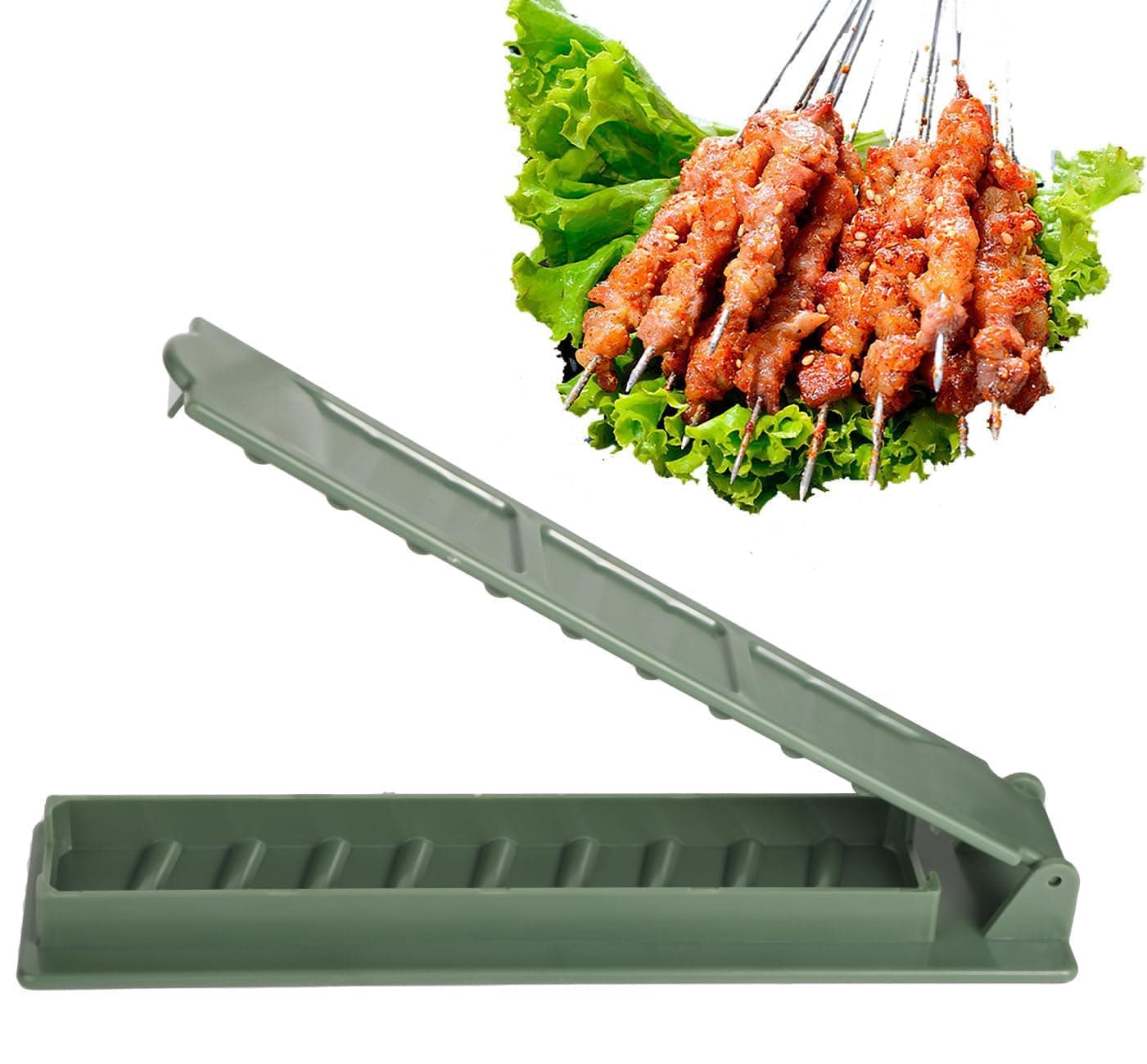 Azonee Kebab Maker Plastic Press Manual Kabob Mould Foldable Flat Kabobs Skewers For Outdoor Grilling Barbecue Grill Rack Brochette Kitchen
