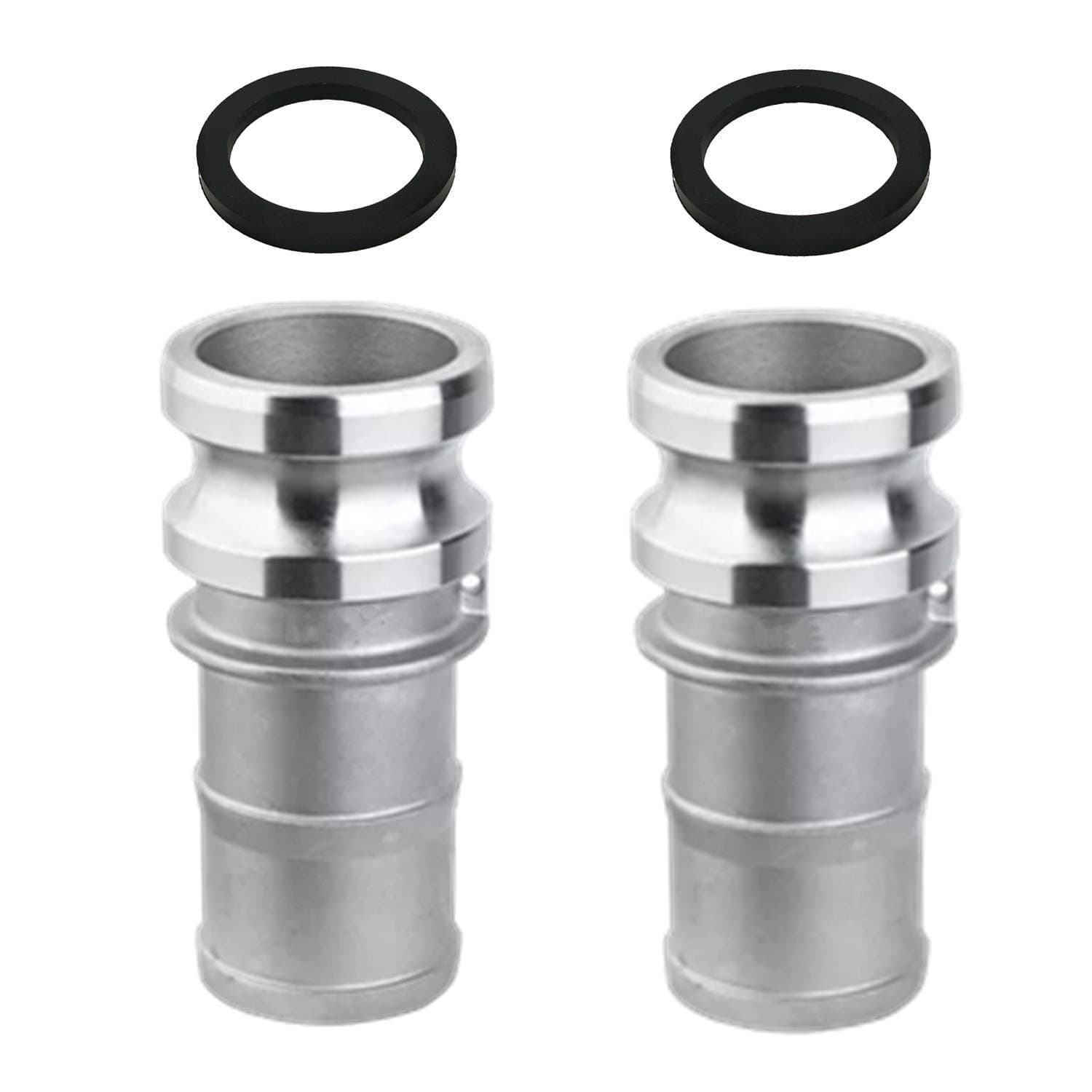 SAFBY 2PCS Type E Aluminum Global Type E Cam and Groove Hose Fitting, 1.5" Plug x 1.5" Hose ID Barbed, with 2PCS Camlock Gasket Fitting (1.5“)