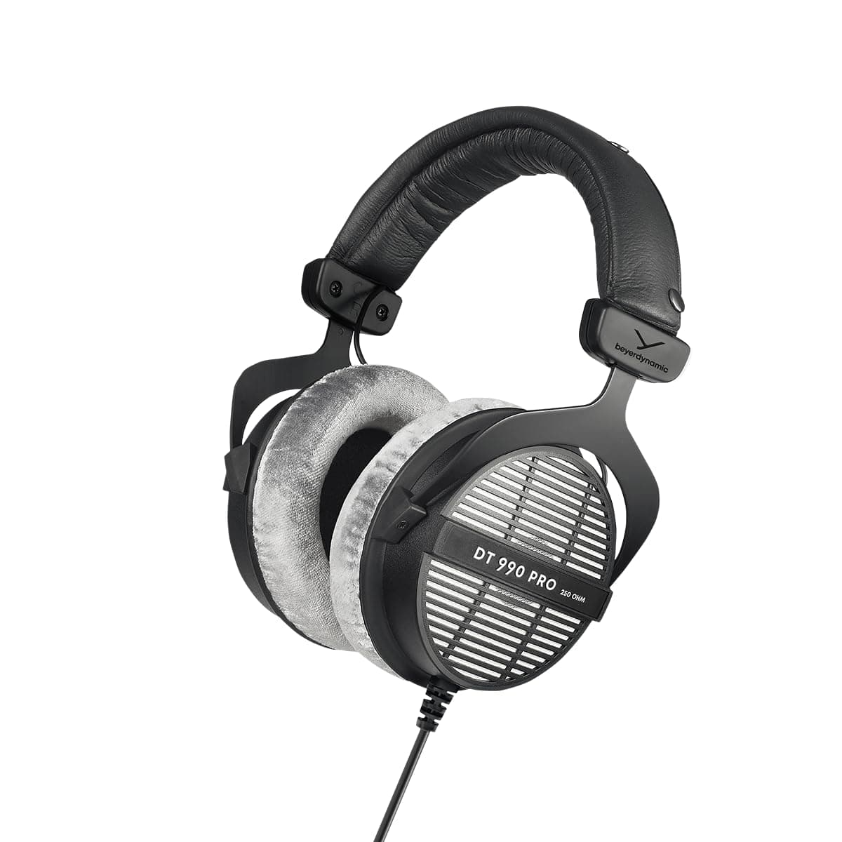 DT 990 PRO, 250 Ohm, Open Back, Over Ear, Wired Professional Studio Headphones, Mixing, Music Production, Editing, Audiophile, 3m Coiled Cable, Black with Grey Velour Ear Pads