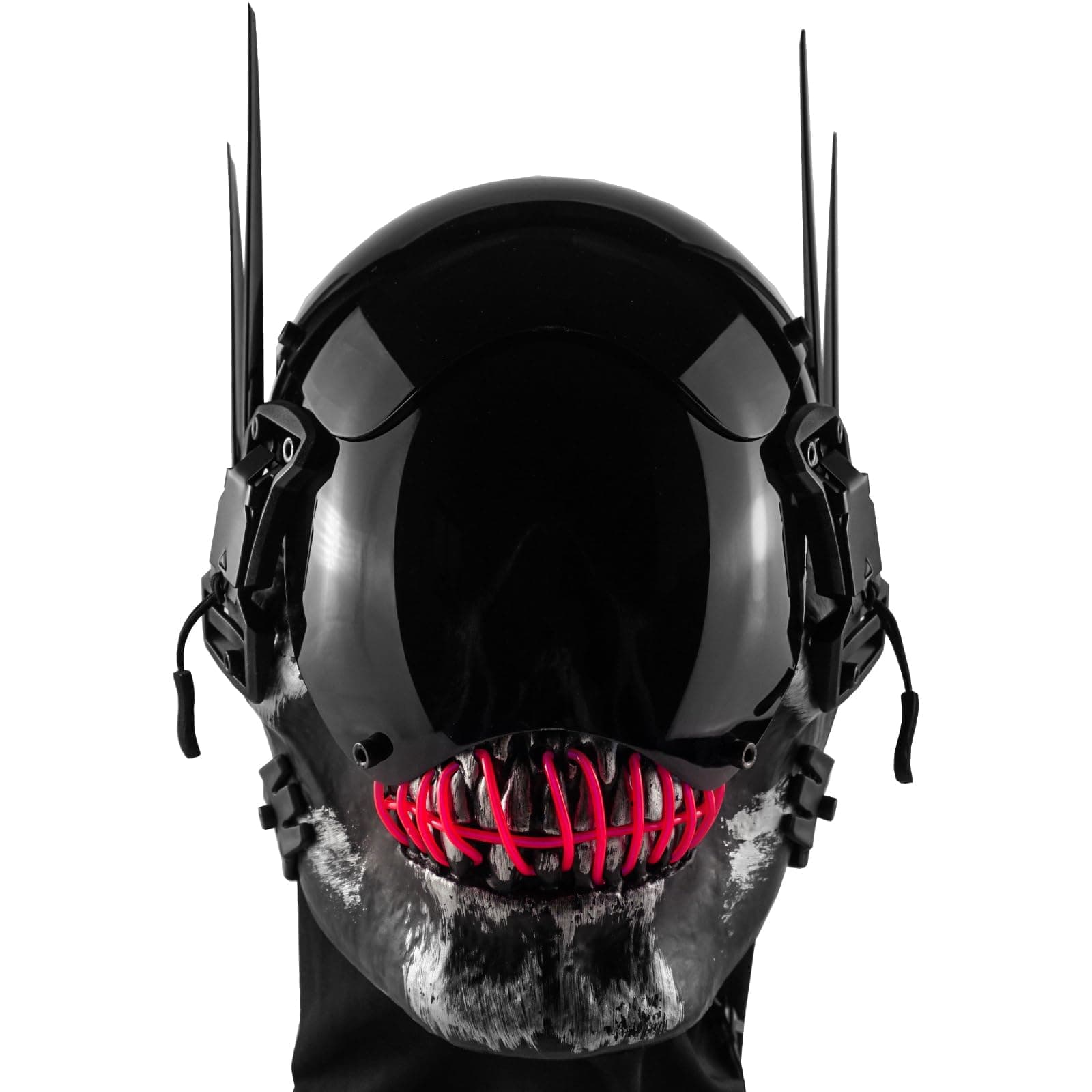 Cyberpunk Skull Mask with LED Light Gothic Cyber Mask for Men, Techwear mask, Halloween Cosplay Costume Accessory