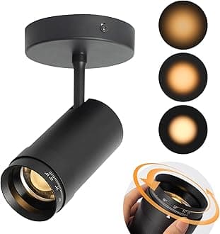 Aisilan LED Zoomable Ceiling Spotlight, Indoor Dimmable Accent Light for Pictures, 7W Hardwired Surface Mount Swivel Adjustable 10-55° Beam, High CRI 97, for Living Room Gallery Hallway Bedroom, Black