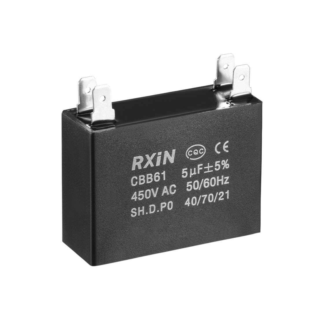 Uxcell CBB61 Run Capacitor 450V AC 5uF 2 Insert Metallized Polypropylene Film Capacitors for Ceiling Fan
