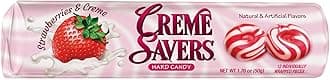 Creme Savers Strawberries and Creme Hard Candy | The Taste of Fresh Strawberries Swirled in Rich Cream | The Original Classic Creme Savers Brought To You By Iconic Candy | One Individual Roll
