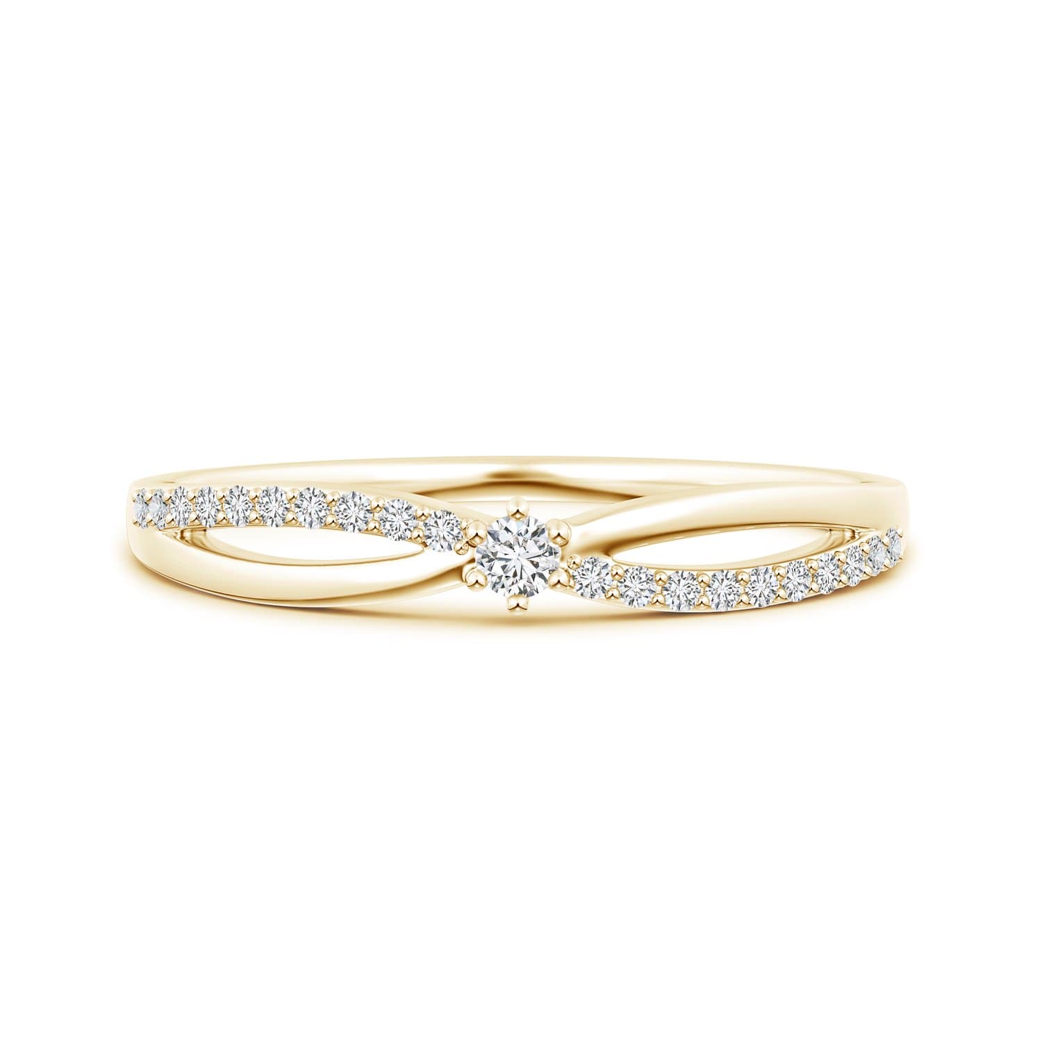 Lab Created Diamond Split Shank Promise Ring in 14k Solid Gold/Silver (0.14 ctw, H Color & SI2 Clarity)