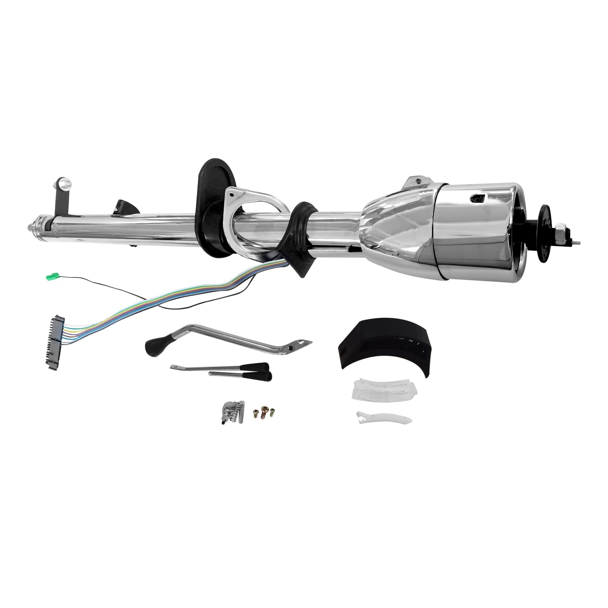 Chrome 35" Tilt Steering Column Automatic W/O Key & Wheel Adapter with Shift Indicator