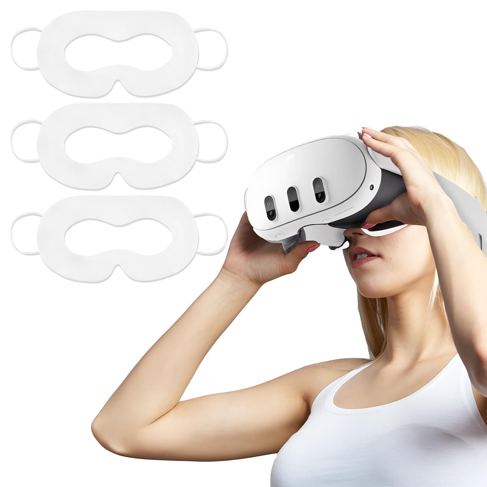 TamBeeVr Face Mask Disposable Meta Quest 2 Face Pad Vision Pro Quest 3 Facial Interface Sweat Guard Compatible with Apple Vision Pro Face Cushion 30 Pcs