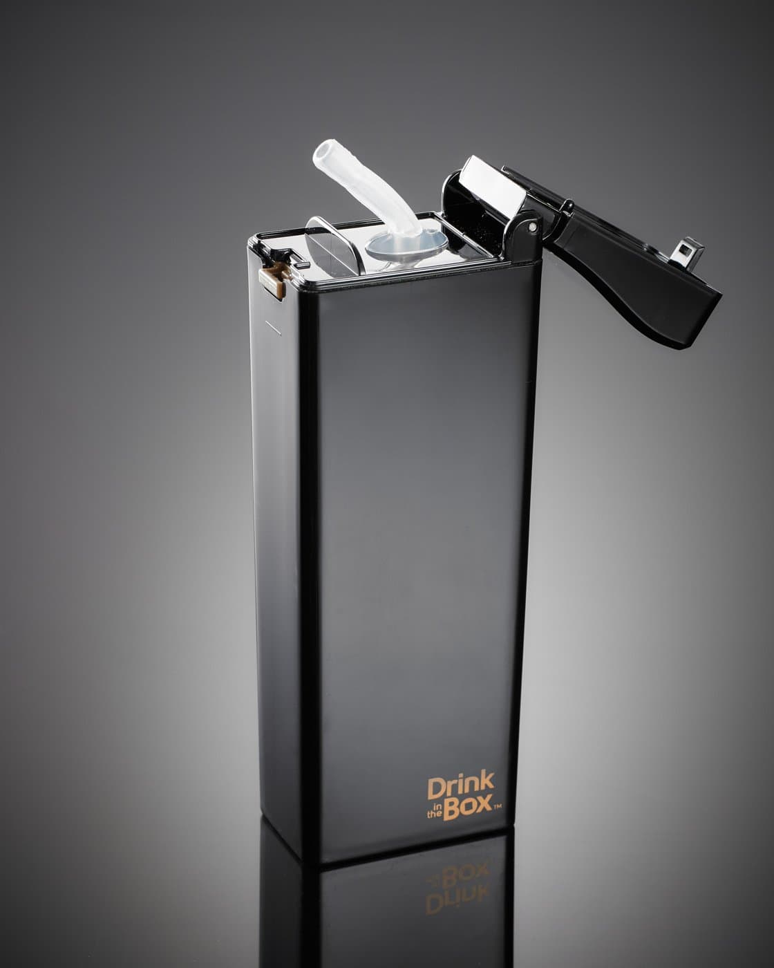 Drink in the Box UNIQUE, Eco-Friendly Reusable Drink Box Container by Precidio Design (12oz, Black)