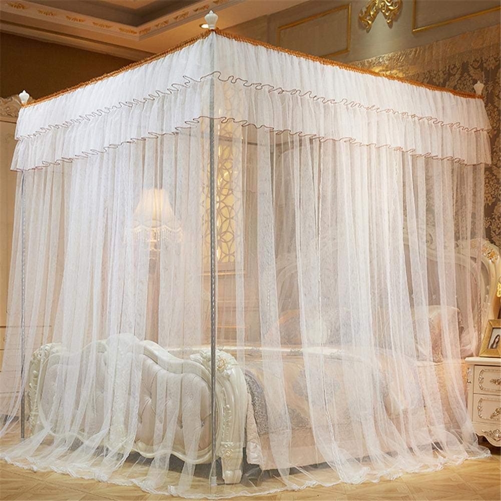 rosemaryrose MOSQUITO NET for Bed Canopy, Extra Large Tent for Double to King Size, Finest Holes, Square Netting Curtain, Easy to Install, Hanging Kit, No Chemicals