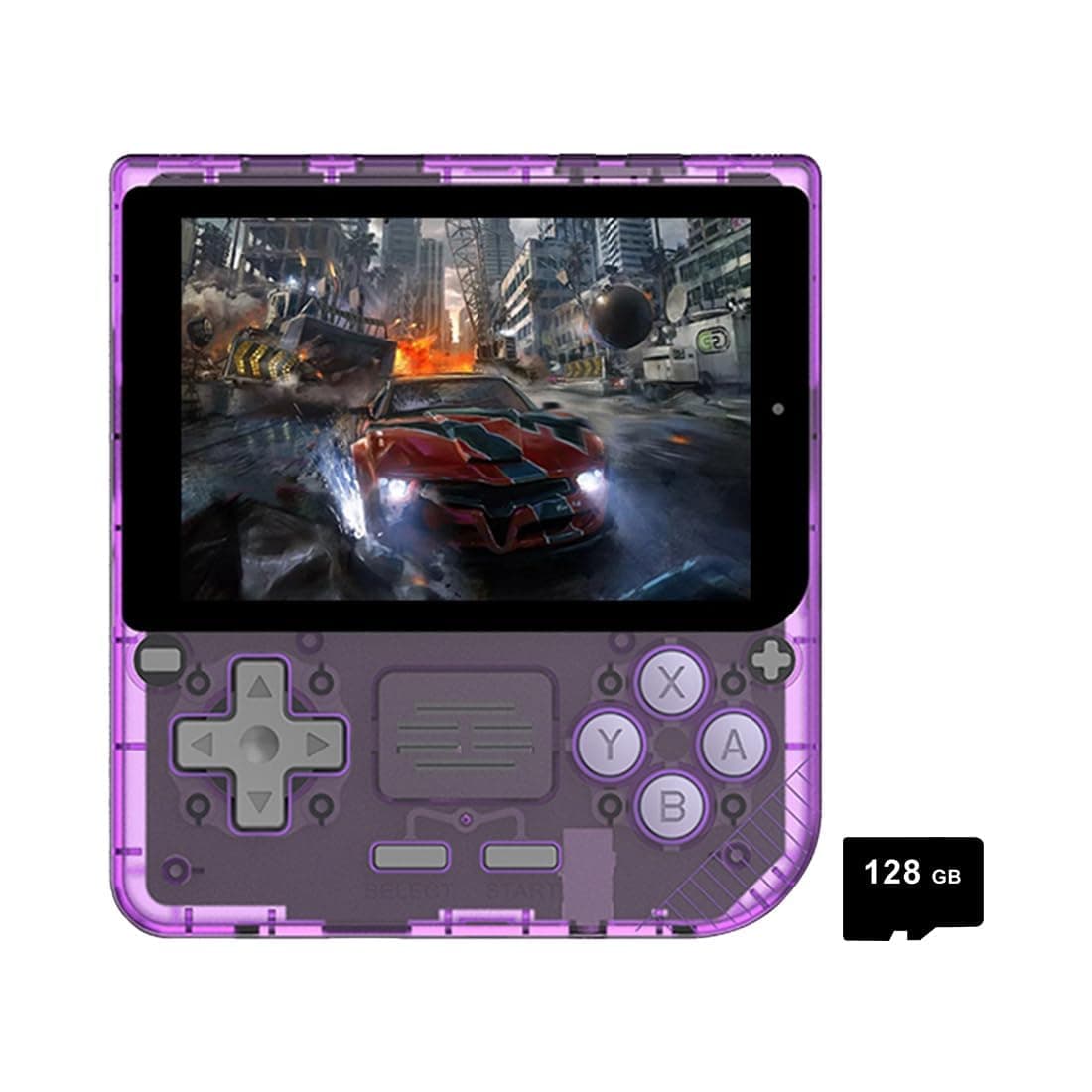 V10 Retro Handheld Game Console, 3.5 inch IPS Screen Mini Retro Console 3000mAh Portable Pocket Arcade, Built-in 128G Game Card & 10000 Classic Games, 8 Hours Battery (Purple)