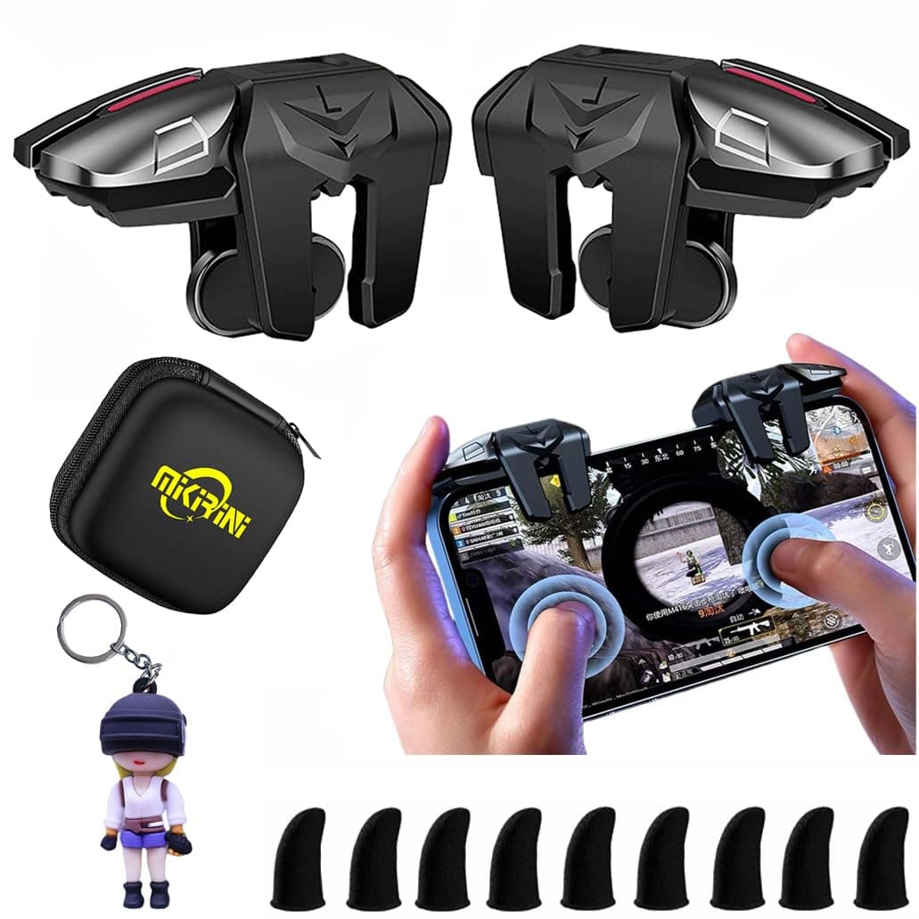Mobile Game Triggers 13 in 1 Combo for iPhones & Android Phones, 4 Gaming Triggers Mobile Phone Game Controller for PUBG/Knives Out/Call of Duty/Rules of Survival (Girl)