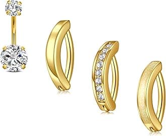 Briana Williams Belly Button Ring Belly Rings Belly Button Piercing Gold Belly Button Ring for Women Clicker Belly Ring Belly Piercing Stainless Steel 14g 10mm Blley Navel Rings Piercing Jewelry