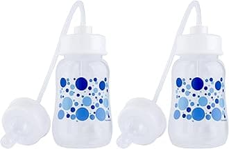 Hands-Free Baby Bottle - Anti-Colic Nursing System 4 oz Baby Bottle with Fast Flow/Teat 3m+ Infant with Tube Straw Feeding System for Toddler (2 Bottles - Blue)
