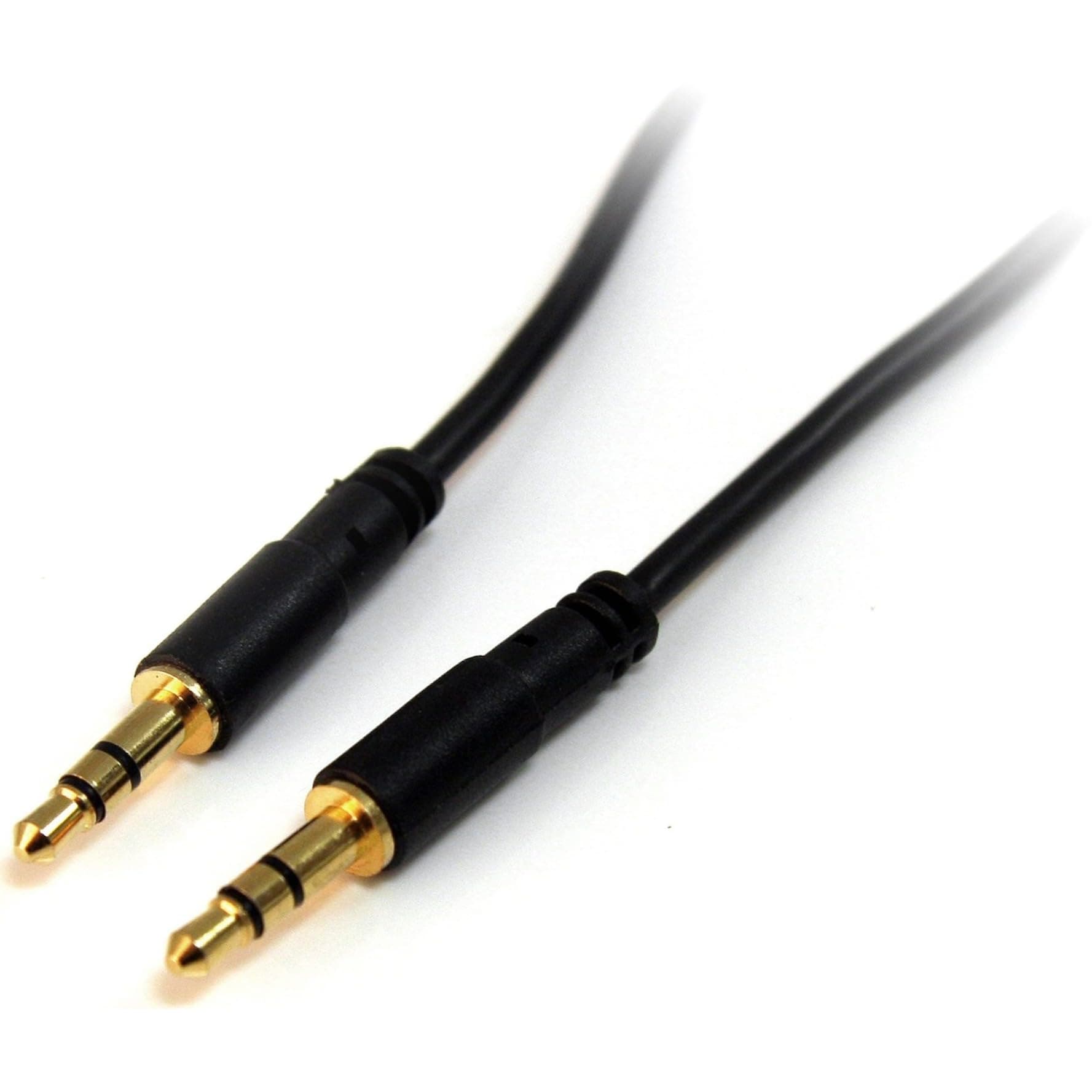 StarTech.com 1 ft. (0.3 m) 3.5mm Audio Cable - 3.5mm Slim Audio Cable - Gold Plated Connectors - Male/Male - Aux Cable (MU1MMS), Black