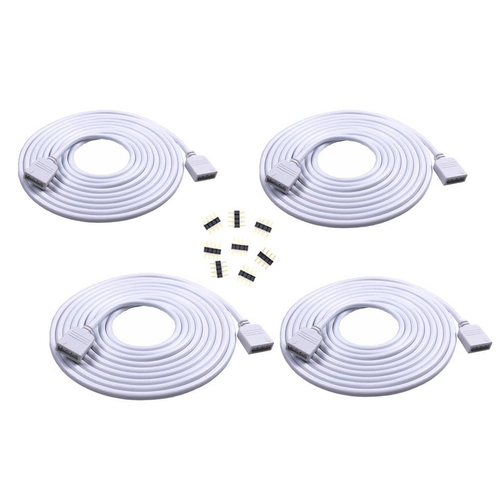 4pcs/Pack 1M 3.28 ft 4 Pins RGB Extension Cable LED Strip Connector Extension Cable Cord Wire 4 Pin LED Connector for SMD 5050 3528 2835 RGB LED Light Strip，8X Male to Male 4pin Plugs