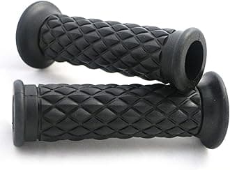 Yibid Motorcycle 7/8" Hand Grips Non Slip Rubber Open Bar End Thruster Grips Comfort Grip for 22mm 7/8 inch Handlebar Custom Racer Sport Street Bikes (Balck Grips)