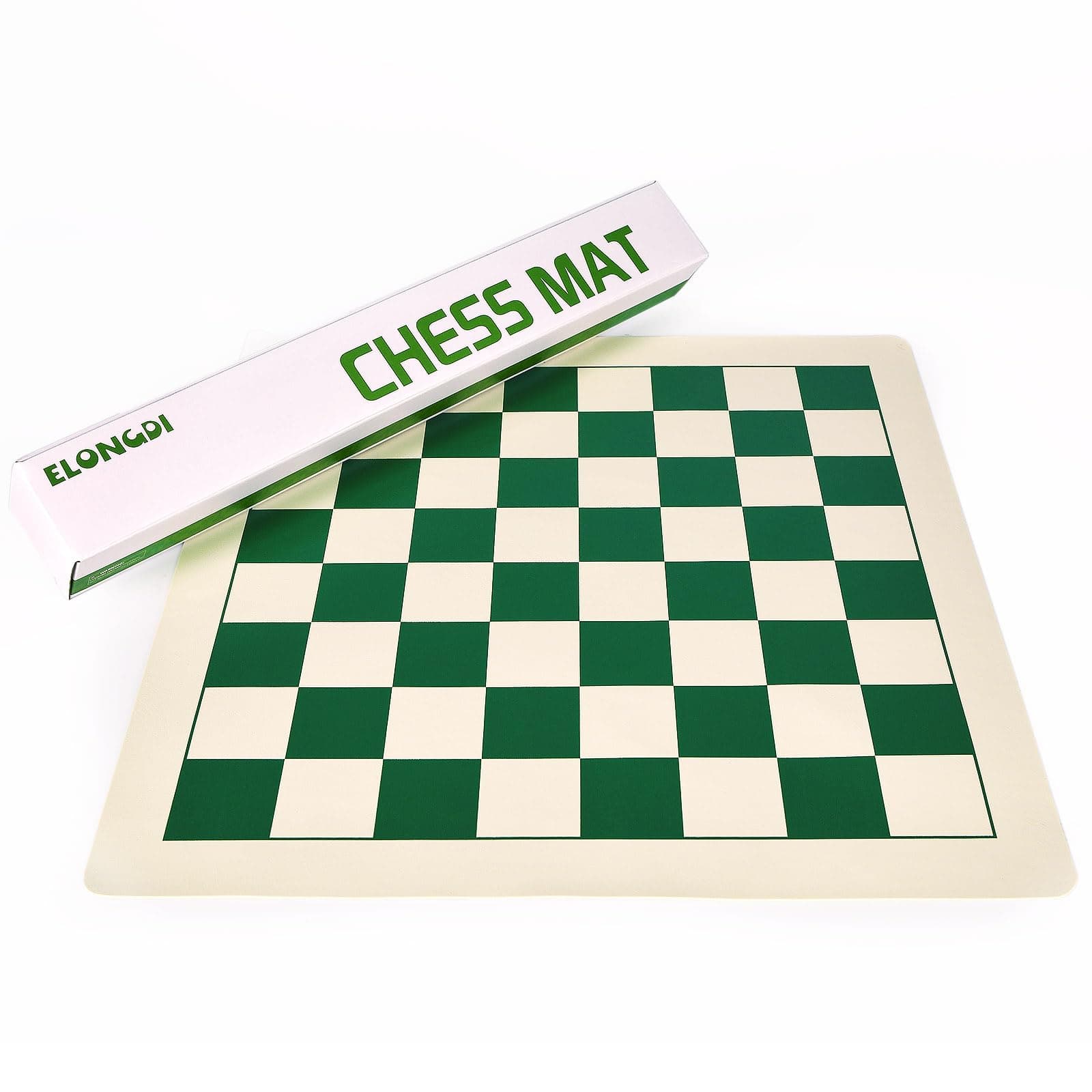 ELONGDI Roll-Up Vinyl Chess Board Mat - 15.5" Chess Mat for 3-Inch King, Lightweight & Non-Slip Portable Travel Chess Board for Beginner and Kids - No Chess Pieces
