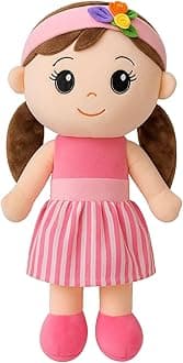 Soft Plush Doll Toy for Baby Girls – Cute Stuffed Doll with Colorful Dress & Hairband for Kids (Height: Approx. 50 cm)