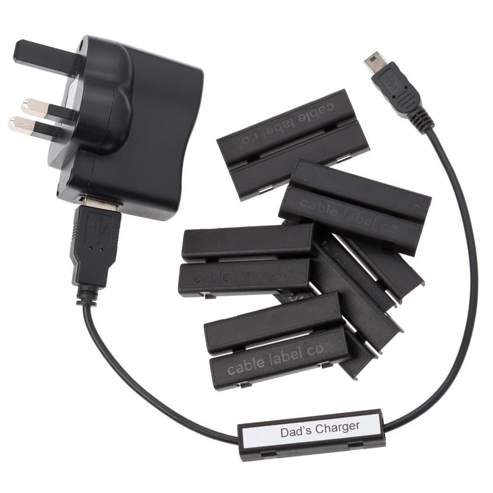 Cablebug2 (Small) Pack of 40 Clip-On Cable Labels, Fits Cables from 2Mm to 5Mm Black