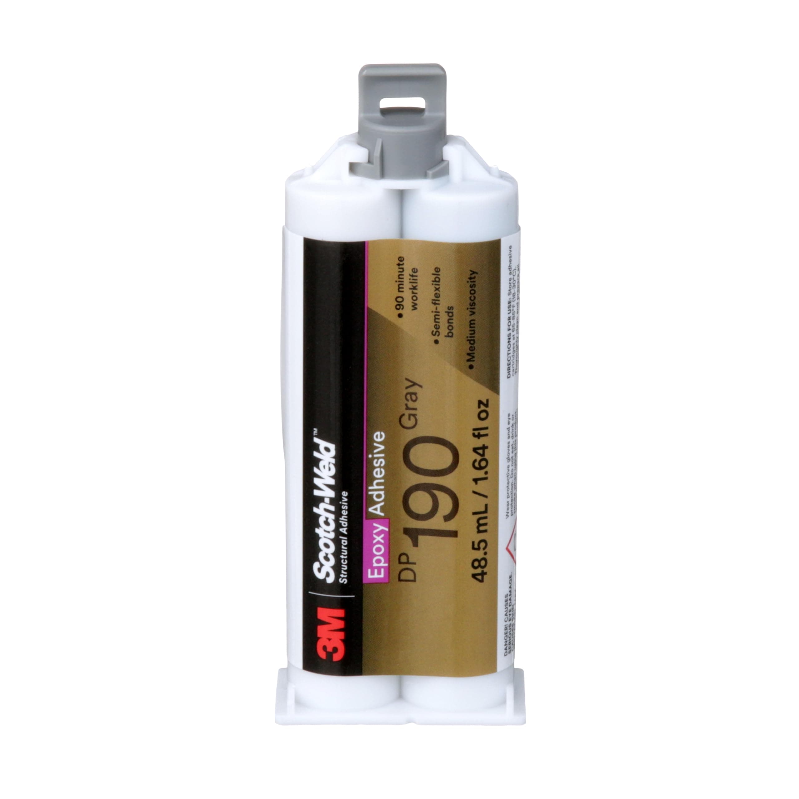 3M Scotch-Weld Epoxy Adhesive DP190, Gray, 48.5 mL Duo-Pak, 1 Each, Provides Tough, Strong Bonds Through High Shear and Peel Strength