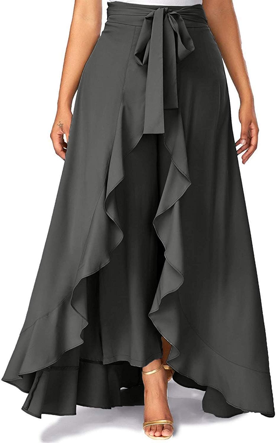 Women's Crepe Palazzos (Grey, Free Size)
