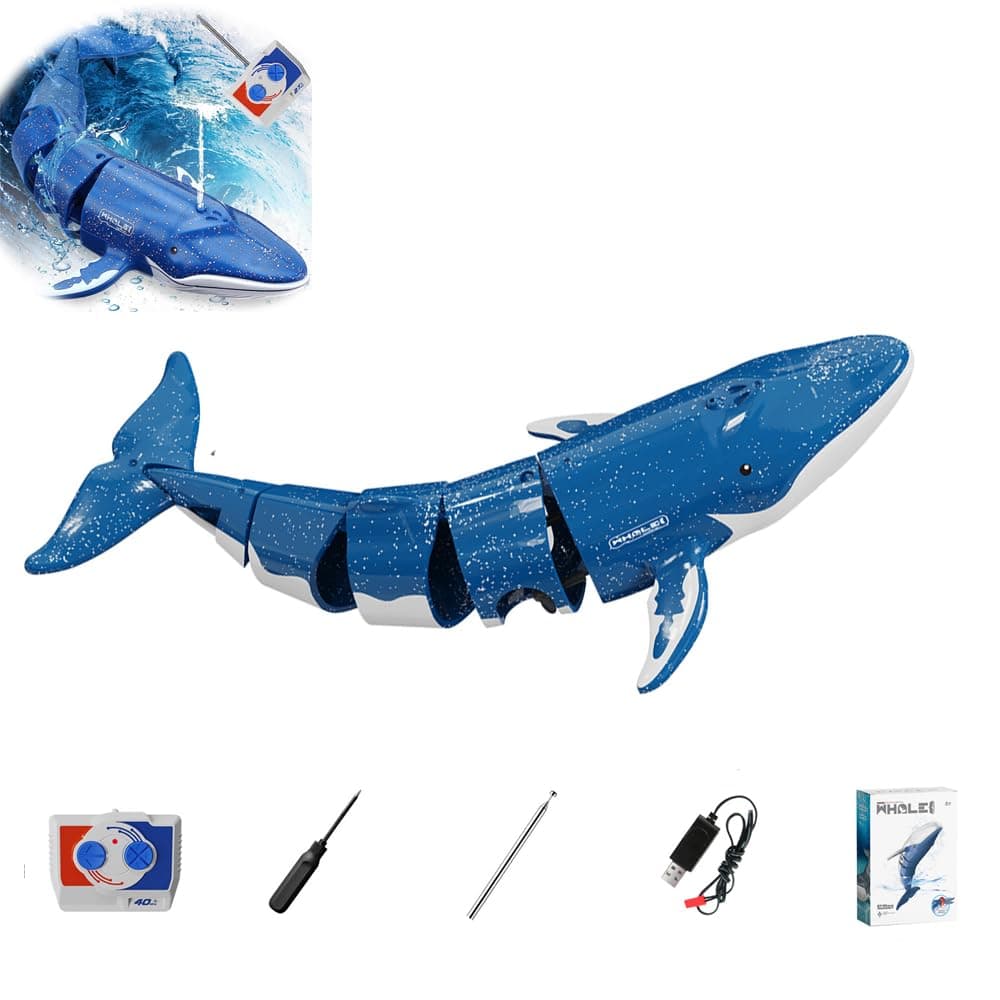 Sponsored Ad – Rc Whale Simulation Water Ship, Remote Control Whale Boat Toy, Rechargeable High Simulation Shark Submarine Spray Diving Function Swimming Pool Bathroom Toys, for 5+ Year-Old Boys and Girls
