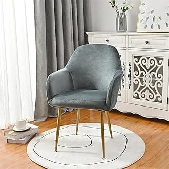 Highdi Soft Velvet Dining Chair Covers Solid Color Stretch Curved Back Chair Slipcovers with Armrest, Vanity Swivel Armchair Cover Removable Washable for Bedroom Party Hotel (Dark Gray,6 PCS)