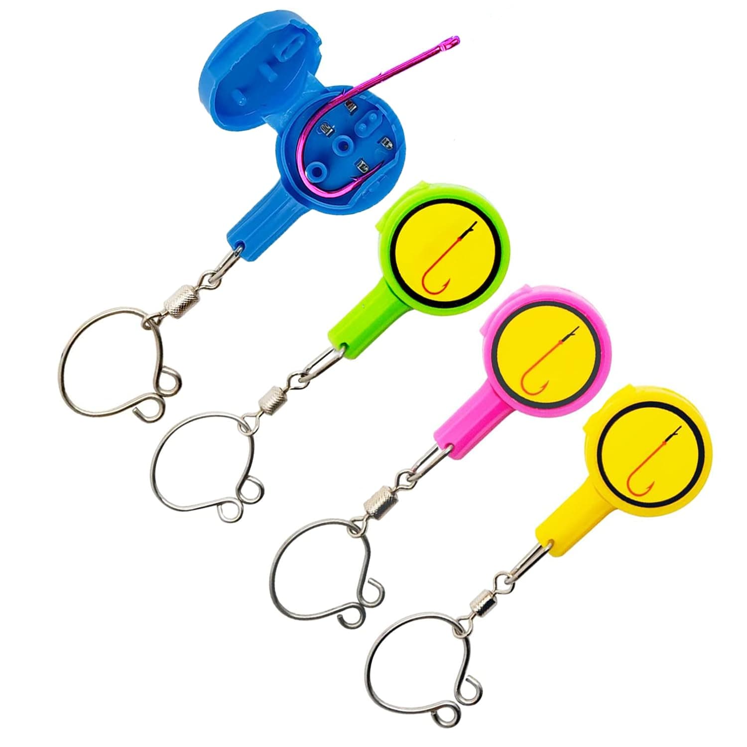 Fishing Knot Tying Tool - 4 Pcs/Pack - Hook Covers for Easy Tying and Protection - Kayak/Ice/Bait Fishing in Freshwater & Saltwater