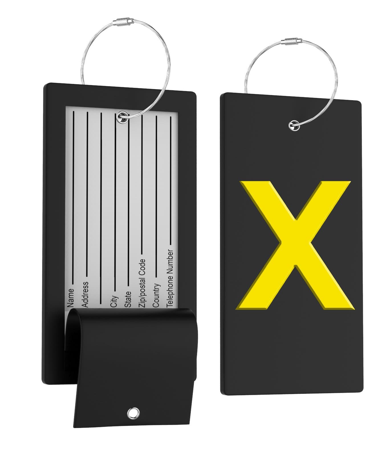 Luggage Tag Initial Bag Tag - Fully Bendable Tag w/Stainless Steel Loop