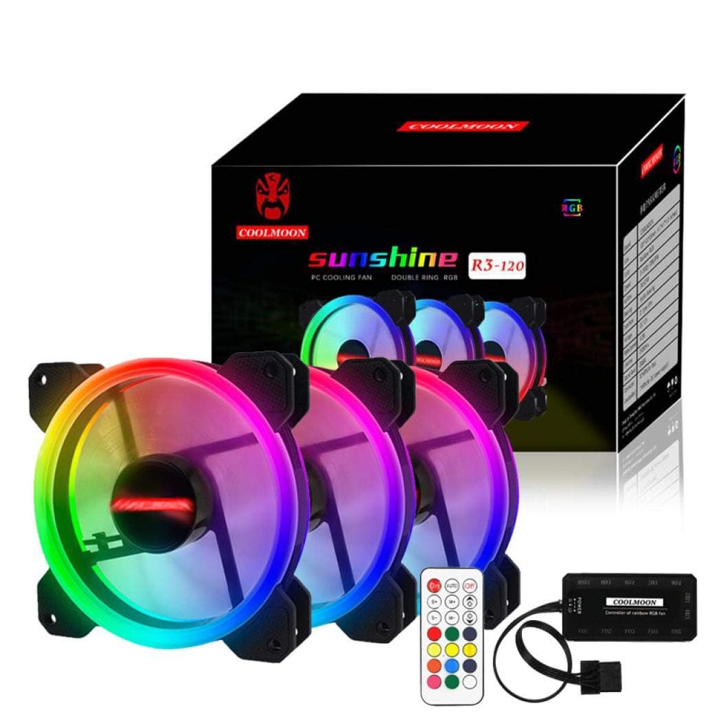 Kit RGB LED PWM Case Fans 120mm with Remote Controller Fan Hub and Extension, Hamkot Quiet Edition High Airflow Adjustable Colorful PC Case CPU Computer Cooling with Coolers, Radiators System (3 pcs)