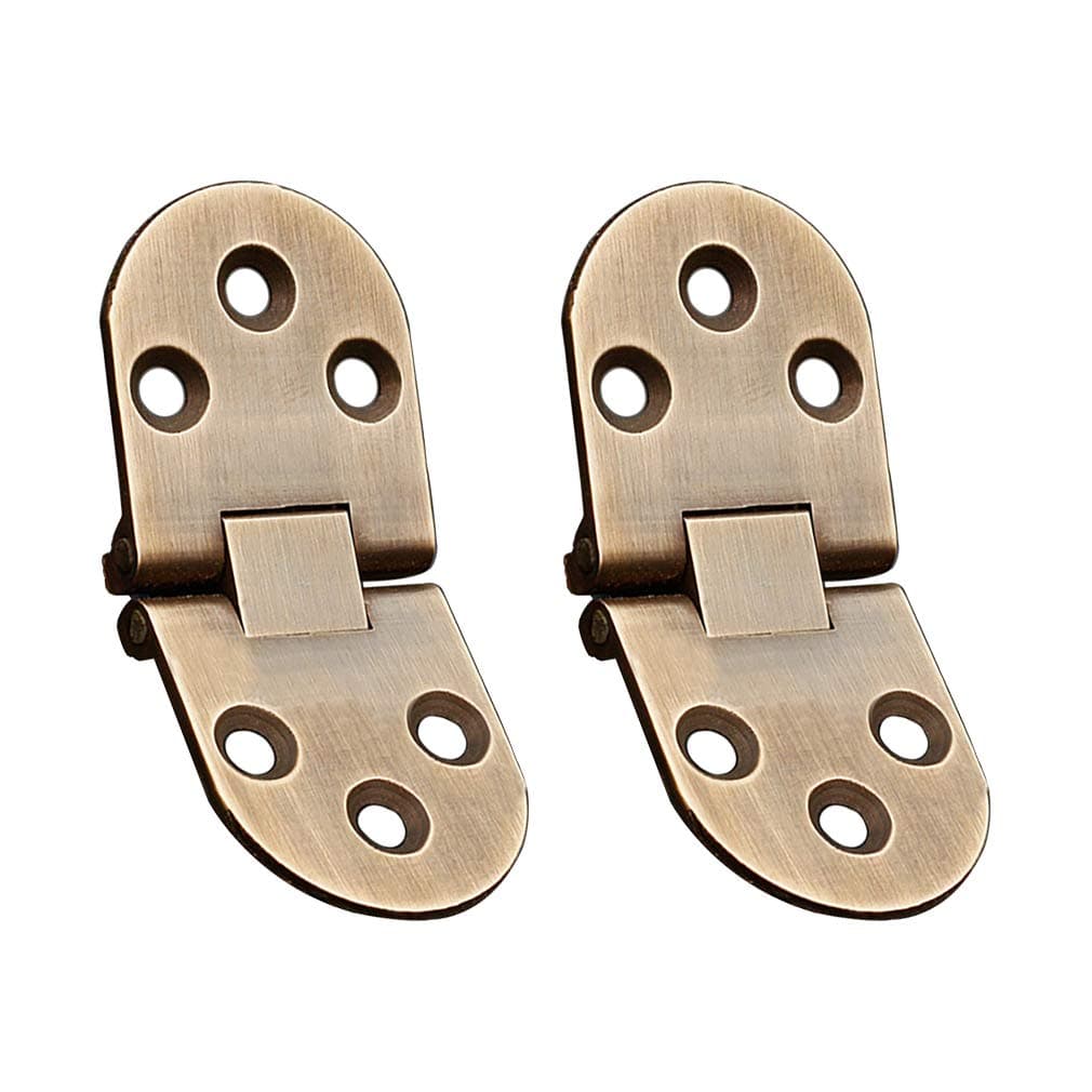 2Pcs Antique Brass Sewing Machine Table Folding Flip Top Hinges 180 Degree Heavy Duty Hinge for Folding Furniture (Antique Bronze)