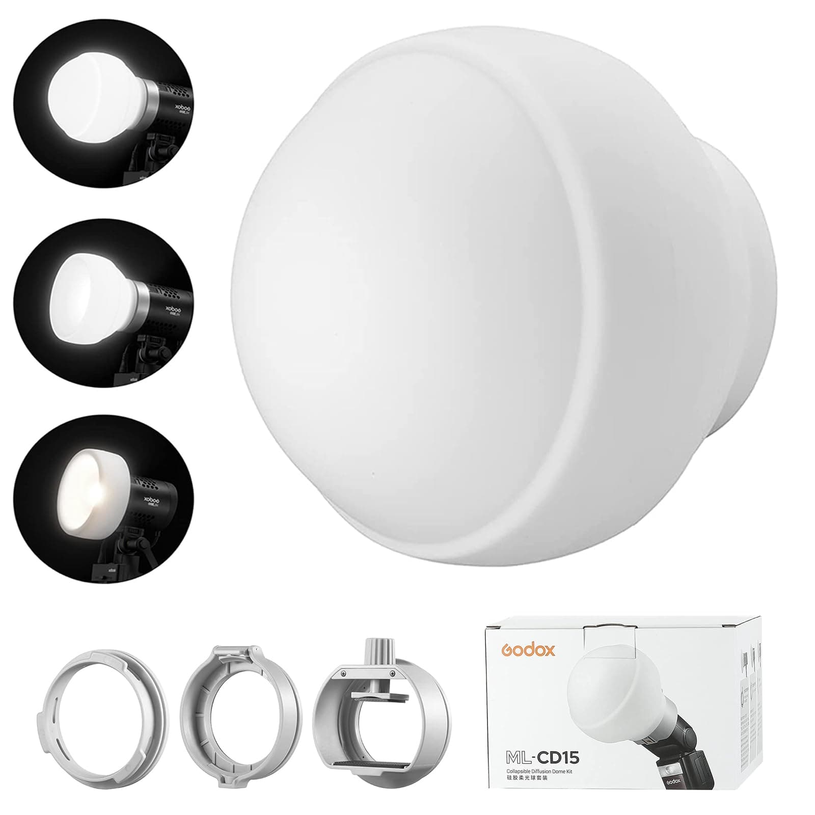 Godox ML-CD15 Camera Flash Diffusion Dome for Godox V1 V860III V860II V850II TT685II TT600 TT560II TT520II TT660 ML30 ML30Bi ML60 ML60Bi AD100PRO AD200PRO AD300PRO AD400PRO