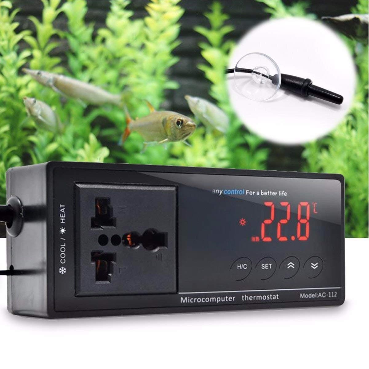 B&K Digital LED Temperature Controller Thermostat for Aquarium Reptile Heater Cool Device for Reptiles Turtle, Tortoise, Snakes, Lizard, Gecko, Spider, Mammals