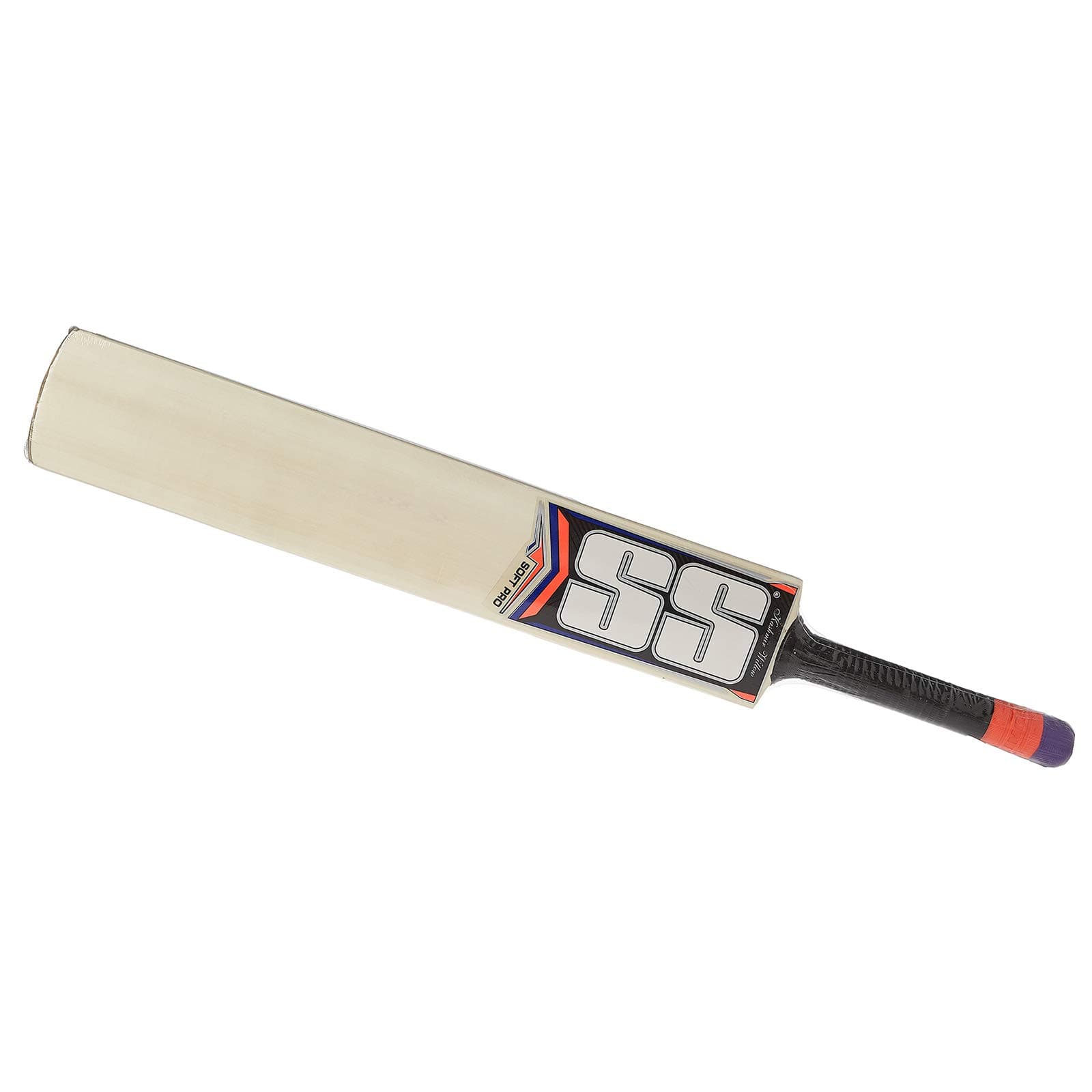 Softpro Kashmir Willow Cricket Bat, Full Size, Black/Orange Handle - 10010037