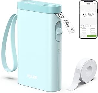 Nelko Label Printer, Bluetooth P21 Self-Adhesive Labelling Device, Portable Labelling Device, Self-Adhesive Label Printer, Wireless, Mini Label Printer with iOS Android, for Home, Light Blue