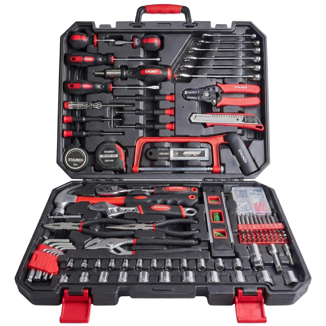 Tool Kit | Staunch 200 Piece Home and Office Tool Set | Complete Starter Tool Kit Set & Organiser Tool Box with Tools Included | General Household Tool Kits for Home with DIY Tools in Tool Case
