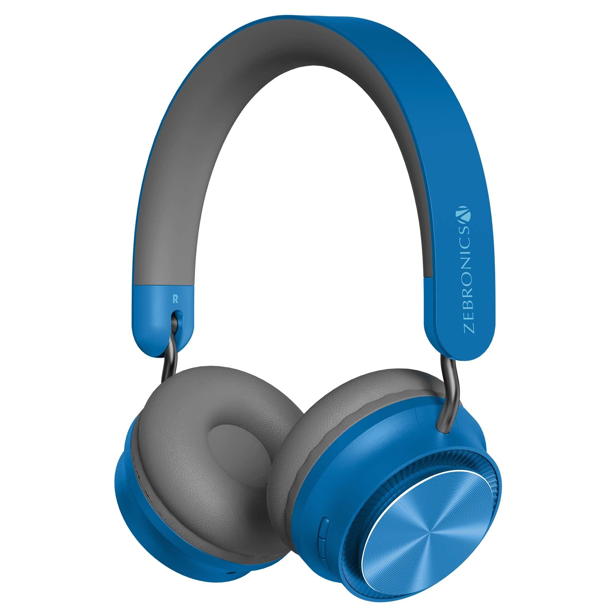 ZEBRONICS Zeb-Bang PRO Bluetooth 5.0 Headphone, 30H Backup, Foldable Design, Call Function, Voice Assistant Feature, Built-in Rechargeable Battery, Type C Charging, 40mm Driver and AUX. (Blue)