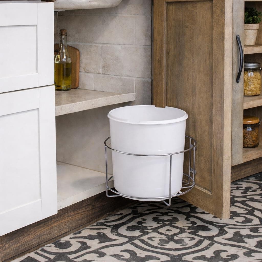 Stainless Steel Open-Top Dustbin Holder Trash Bin Holder Kitchen Storage Wall Mount Modular Kitchen Fixture Hold 10 inch Width Dustbin Stand For Kitchen Cabinet(Pack of 1)(NHSP)