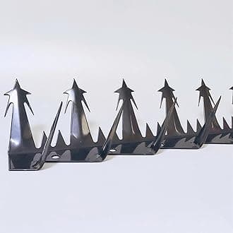 HM&DX Outdoor Wall Metal Spikes with Screws,Security Fence Bird Pigeon Spikes,Hot Dip Galvanized Anti-Theft Anti Climbing Spikes for Roof Walls Railing(L, Black)