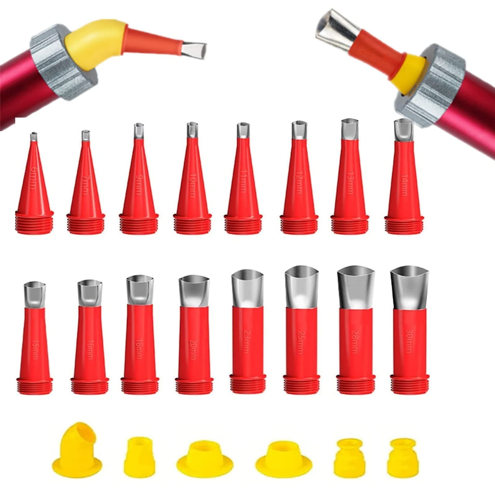 20PCS Silicone Nozzle Kit, Universal Integrated Rubber Nozzle Tool Kit, Reusable Caulking Caulk Nozzle Applicator Finisher, Glue Silicone Sealant Finishing Tool for Kitchen Bathroom Brick Joint