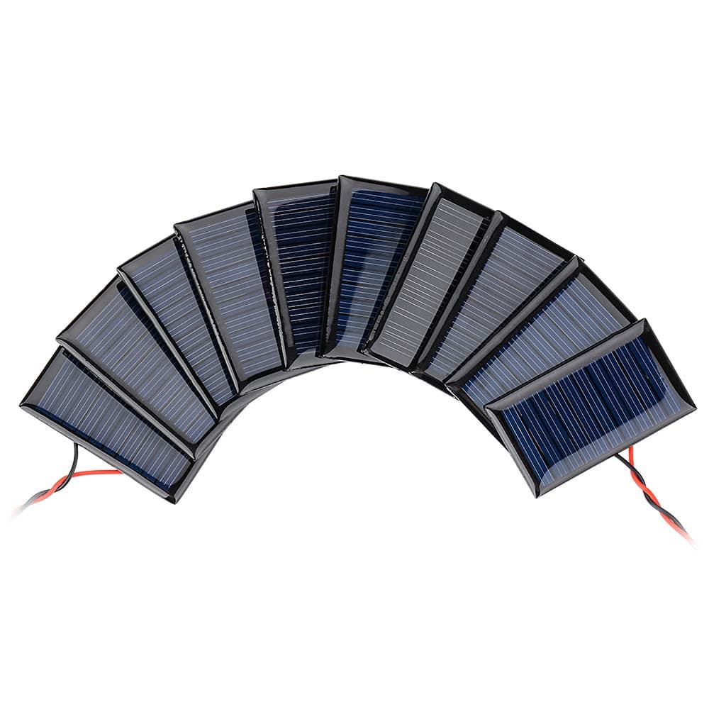 10Pcs 5V 30mA Mini Solar Panels for Solar Power Mini Solar Cells DIY Electric Toy Materials Photovoltaic Cells Solar DIY System Kits 2.08"x1.18"(5V 30mA 53mmx30mm)