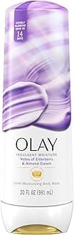 Olay Body Wash for Women, Indulgent Moisture, 24hr Moisturizing & Nourishing Formula, Infused with Vitamin B3 Complex, Luxurious Fragrances, Elderberry & Almond Cream Scent, 20 fl oz