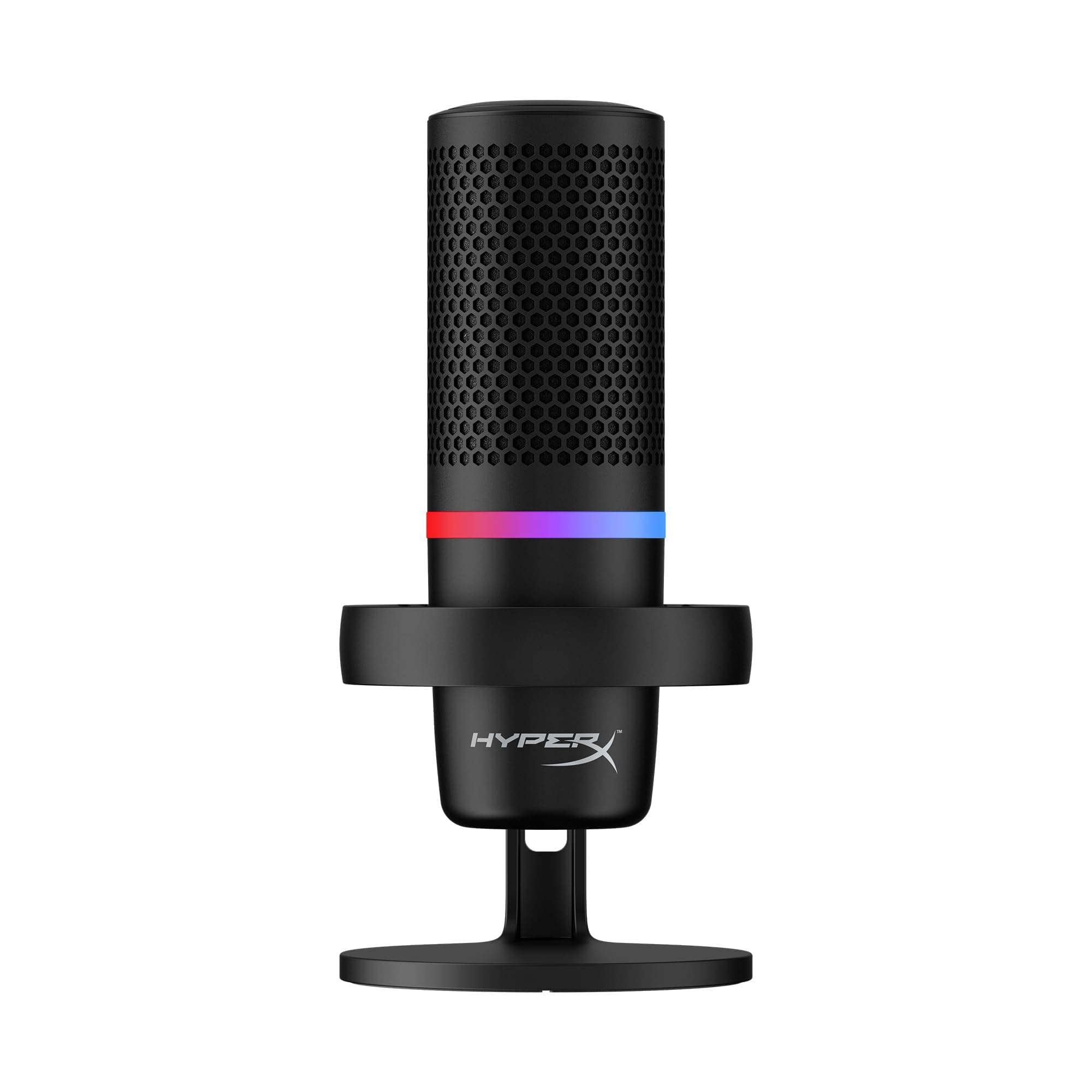 HyperX DuoCast RGB USB Condenser Microphone for PC, PS5, PS4, Mac, Low profile Shock Mount, Cardioid, Omnidirectional, Pop Filter, Black, 4P5E2AA