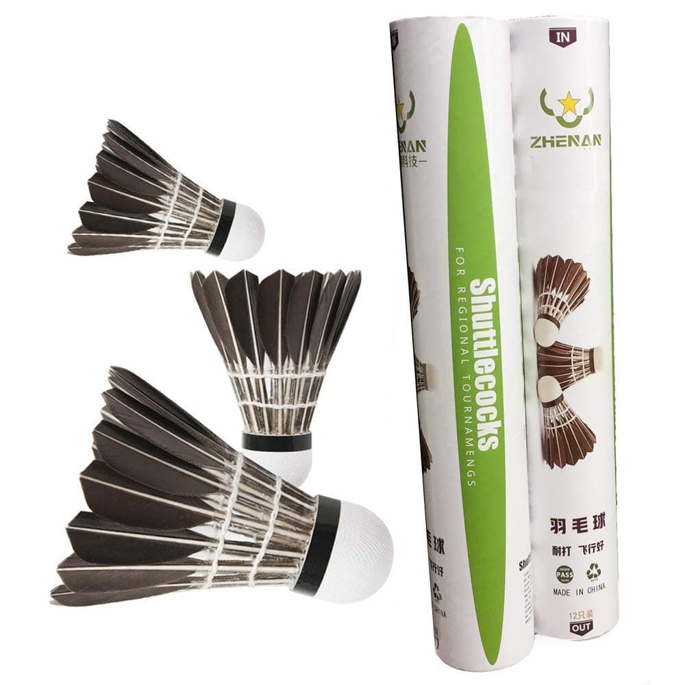 ZHENAN 12-Pack Advanced Goose Feather Badminton Shuttle with Great Stability and Durability,Nylon Shuttle Indoor Outdoor Sports Hight Speed Training Badminton Birdies Balls