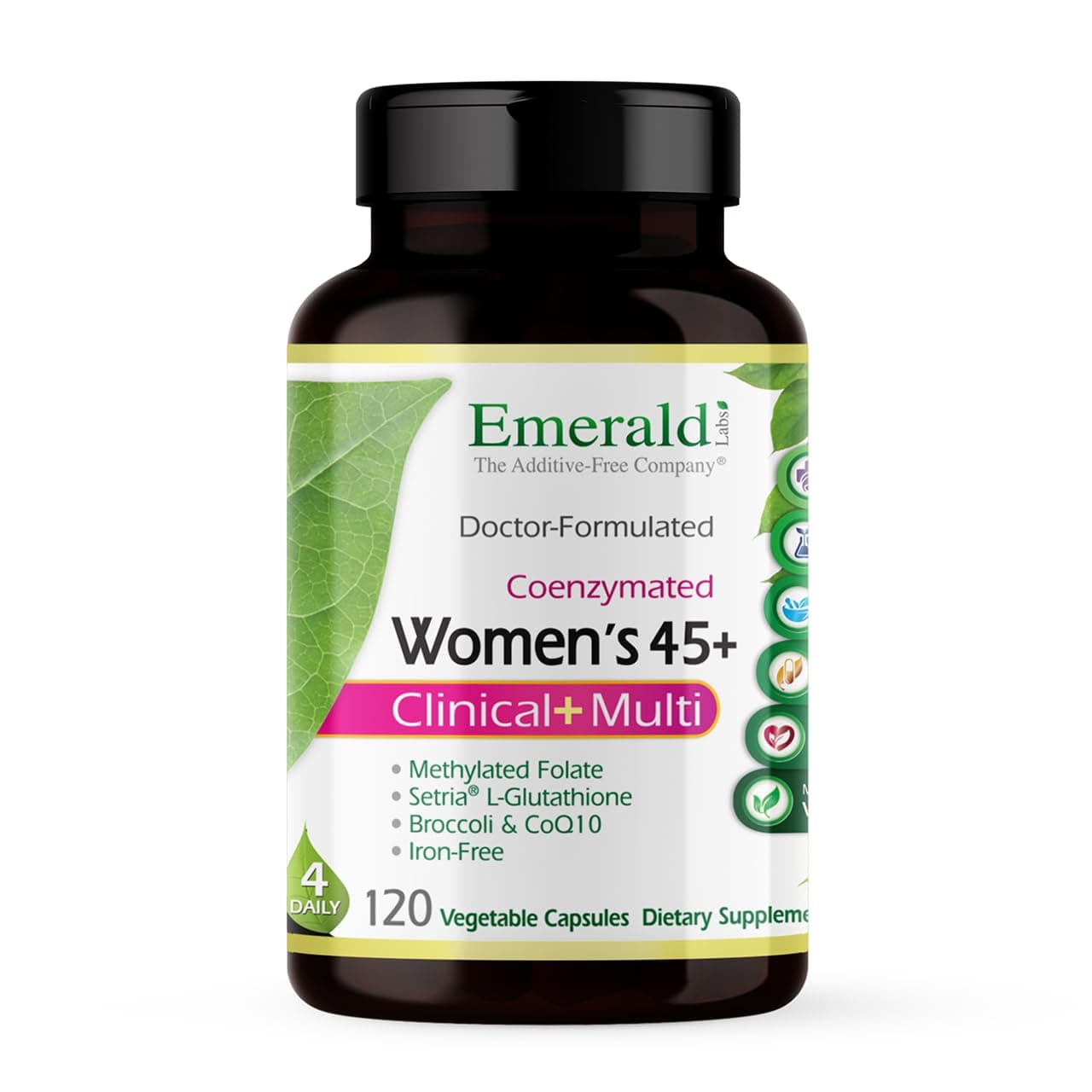 Emerald Labs Women's 45+ Clinical Multi - Multivitamin for Comprehensive Support, Bone & Heart Health* - Designed for Women 45+ - Gluten-Free & Vegetarian - 120 Vegetable Capsules (30-Day Supply)