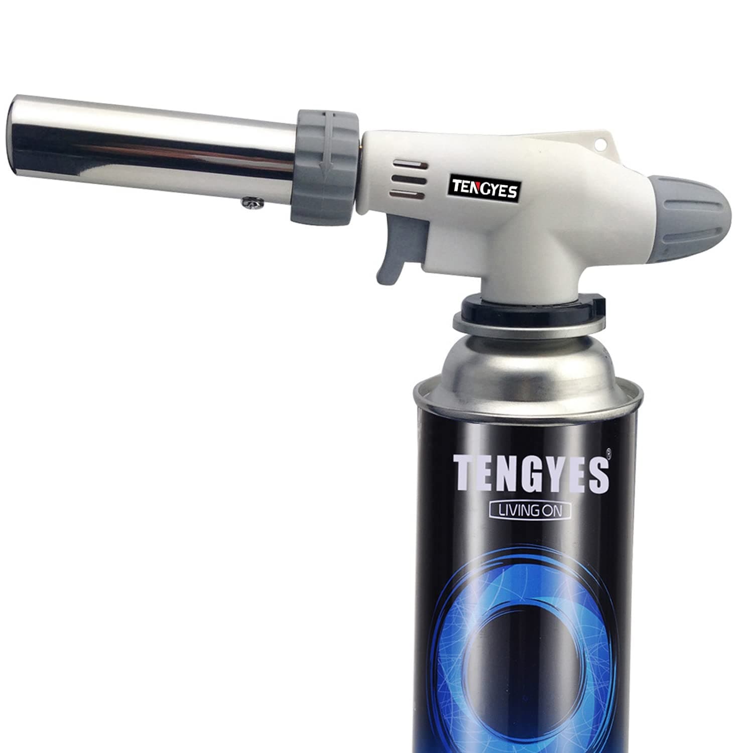 Blow Torch Kitchen Butane Lighter - Culinary Torch Chef Cooking Torch Professional Adjustable Flame with 360 Degree Inverted for Creme, Brulee, BBQ, Baking, Jewelry by TENGYES (Butane Not Included)