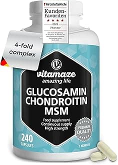 Glucosamine and Chondroitin Complex 2250mg with MSM and Vitamin C - Joints Care and Immune System - 240 Capsules - Supplement Without Additives - Vitamaze